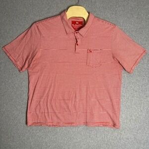 The‎ Black Dog Men's Red & White Striped Short Sleeve Polo Shirt Size XXL